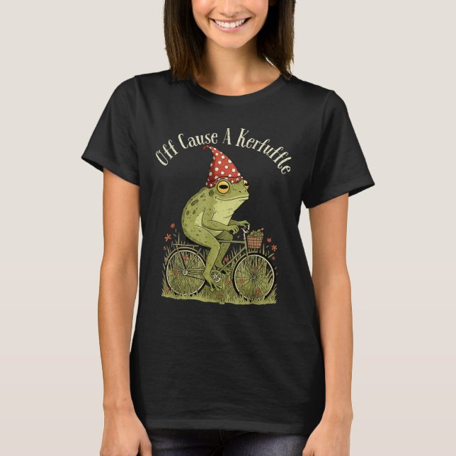 Off to cause a kerfuffle frog funny weirdcore T-Shirt (Front)