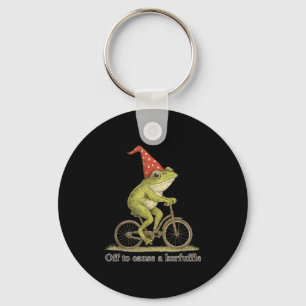 Off To Cause A Kerfuffle Frog Funny Weirore Saying Keychain