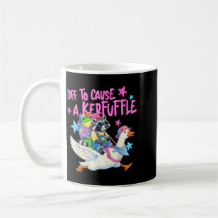 Off To Cause A Kerfuffle Frog Raccoon Goose Riding Coffee Mug