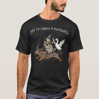 Off To Cause A Kerfuffle Frog Raccoon Goose T-Shirt