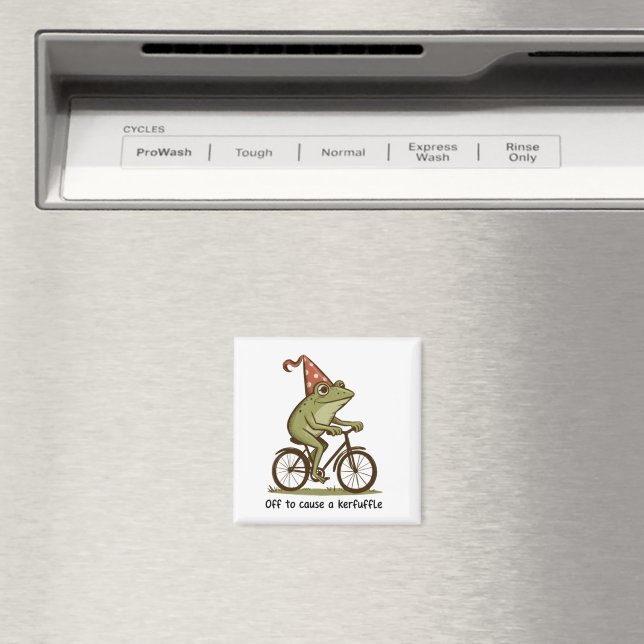 Off to Cause a Kerfuffle Frog Sarcastic Funny  Magnet (In Situ (Dishwasher))