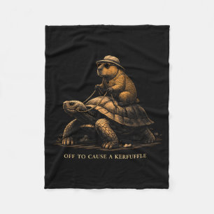 Off to cause a kerfuffle funny capybara hilarious fleece blanket
