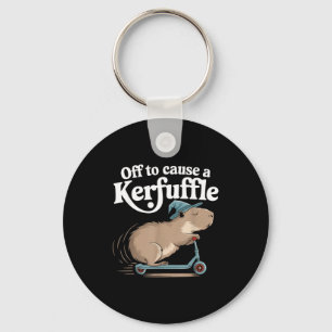 Off to cause a kerfuffle funny capybara joke meme keychain