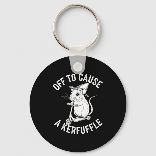 Off to cause a kerfuffle funny capybara joke meme  keychain (Front)