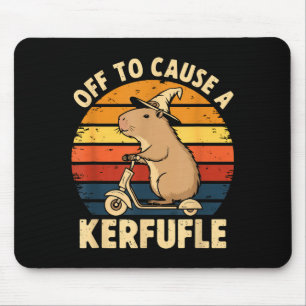 Off to cause a kerfuffle funny capybara joke meme mouse pad
