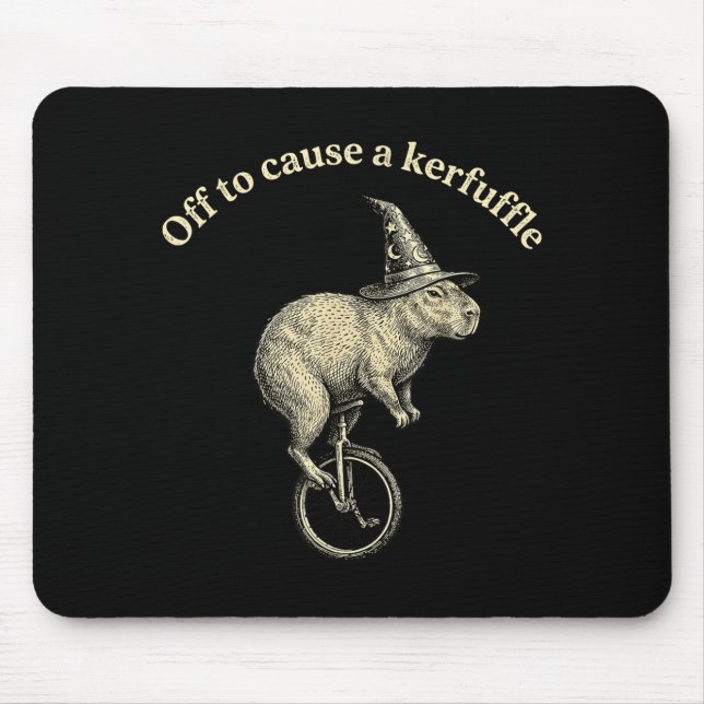Off to cause a kerfuffle funny capybara meme  mouse pad (Front)