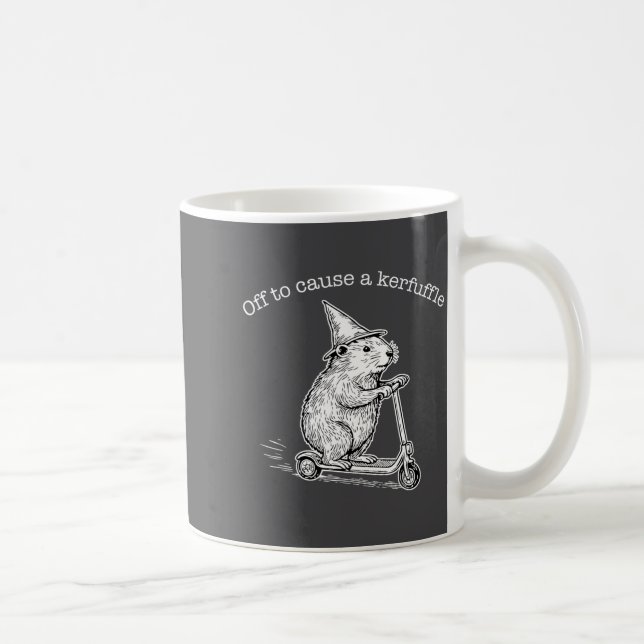 Off To Cause A Kerfuffle Funny Capybara Scooter Ch Coffee Mug (Right)