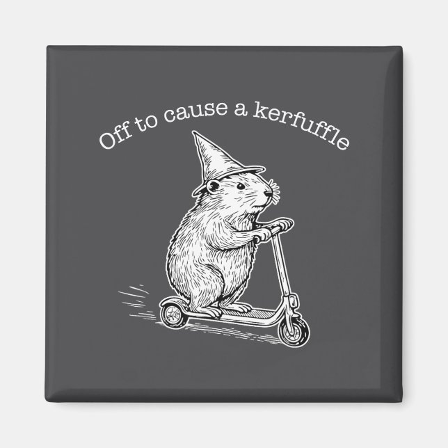 Off To Cause A Kerfuffle Funny Capybara Scooter Ch Magnet (Front)