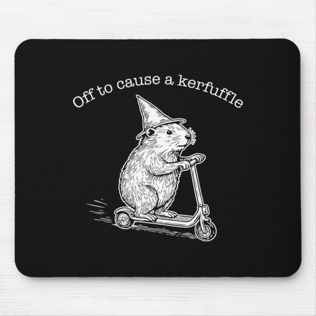 Off To Cause A Kerfuffle Funny Capybara Scooter Ch Mouse Pad (Front)