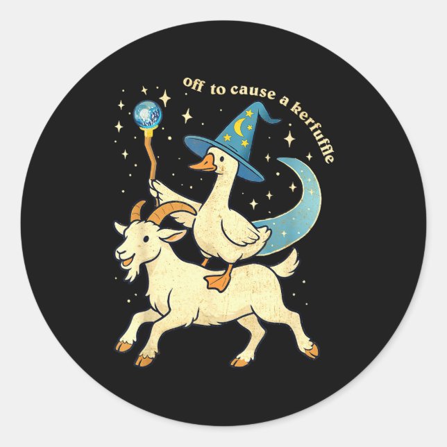 Off To Cause A Kerfuffle Funny Chaotic Weird Anima Classic Round Sticker (Front)