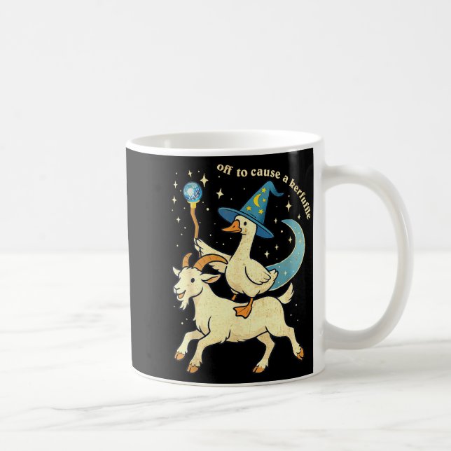 Off To Cause A Kerfuffle Funny Chaotic Weird Anima Coffee Mug (Right)