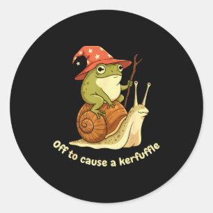 Off To Cause A Kerfuffle Funny Cowboy Frog Meme  Classic Round Sticker