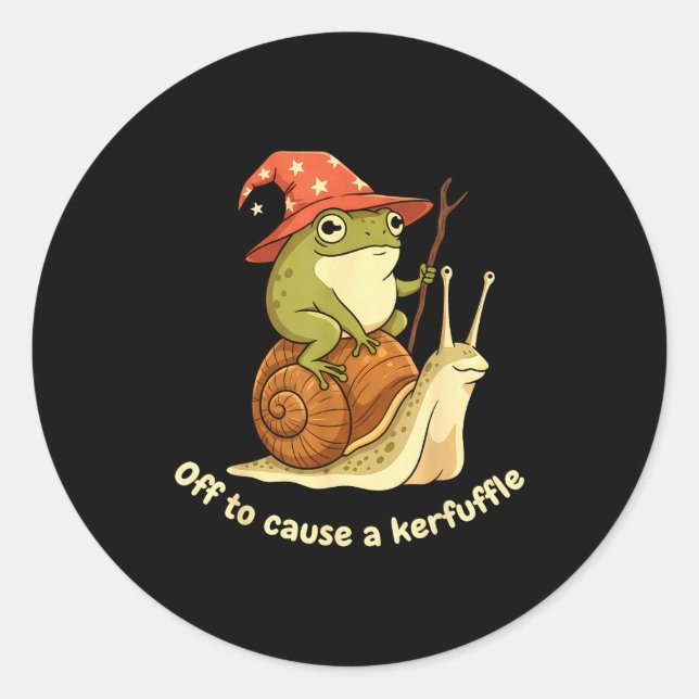 Off To Cause A Kerfuffle Funny Cowboy Frog Meme  Classic Round Sticker (Front)
