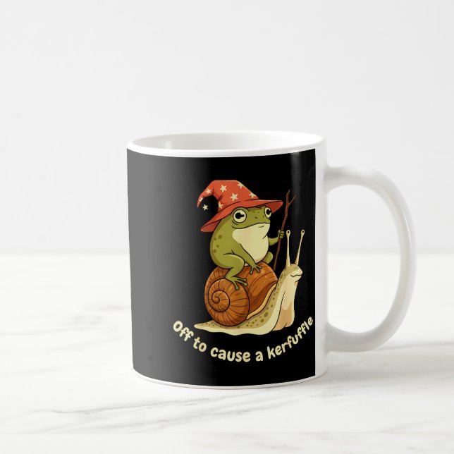 Off To Cause A Kerfuffle Funny Cowboy Frog Meme  Coffee Mug (Right)