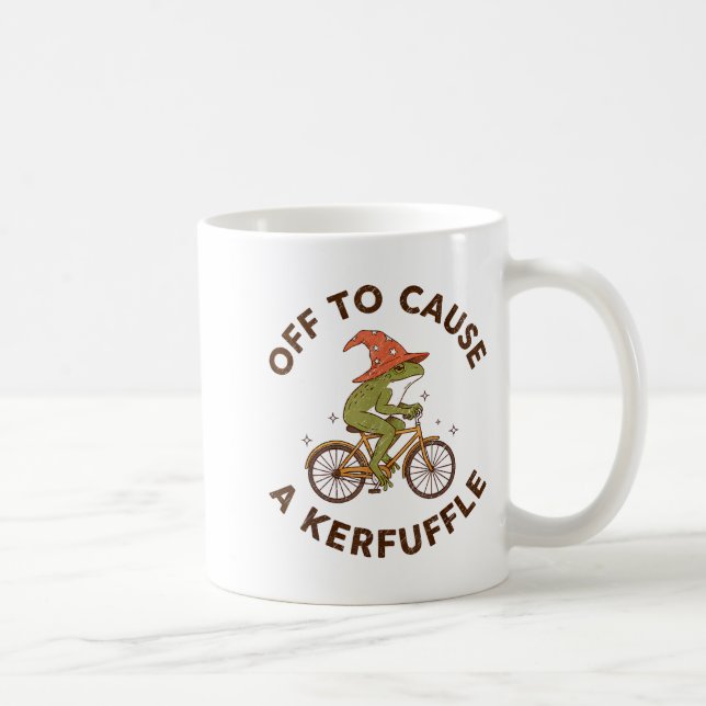 Off To Cause A Kerfuffle Funny Cowboy Frog Meme  Coffee Mug (Right)