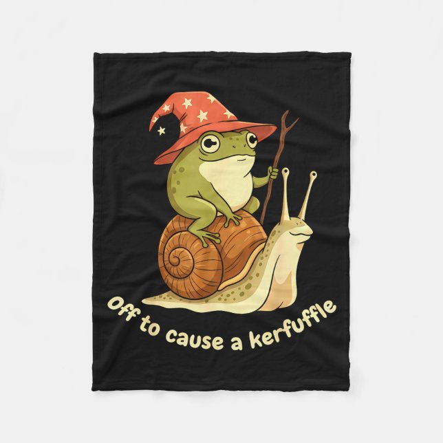 Off To Cause A Kerfuffle Funny Cowboy Frog Meme  Fleece Blanket (Front)