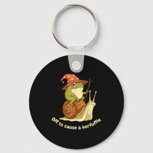Off To Cause A Kerfuffle Funny Cowboy Frog Meme  Keychain