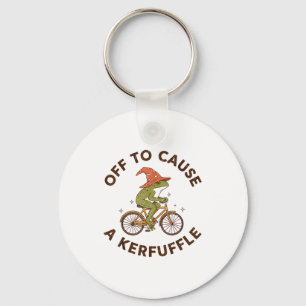 Off To Cause A Kerfuffle Funny Cowboy Frog Meme  Keychain
