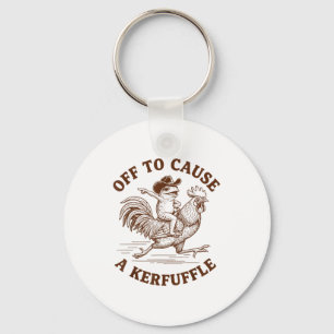 Off To Cause A Kerfuffle Funny Cowboy Frog Riding  Keychain