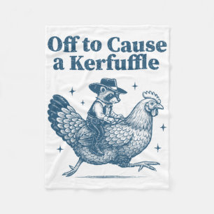 Off To Cause A Kerfuffle Funny Cowboy Raccoon Anim Fleece Blanket