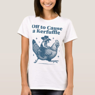 Off To Cause A Kerfuffle Funny Cowboy Raccoon Anim T-Shirt