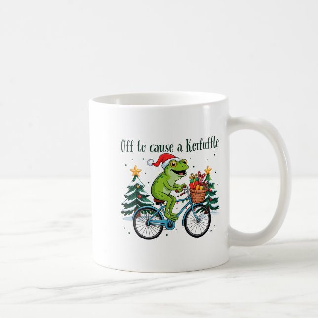 Off To Cause A Kerfuffle Funny Frog Santa Christma Coffee Mug (Right)