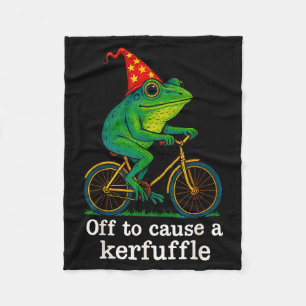 Off To Cause A Kerfuffle Funny Frog Wizard Bicycle Fleece Blanket