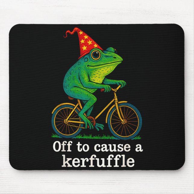 Off To Cause A Kerfuffle Funny Frog Wizard Bicycle Mouse Pad (Front)