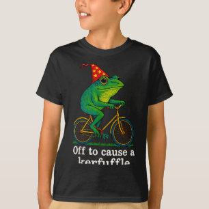 Off To Cause A Kerfuffle Funny Frog Wizard Bicycle T-Shirt