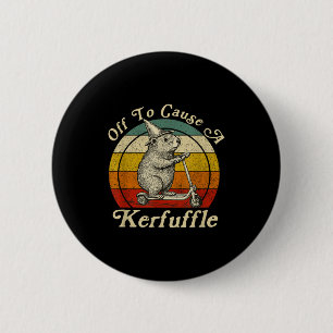 Off To Cause A Kerfuffle Funny Groundhog Riding Sc 2 Inch Round Button