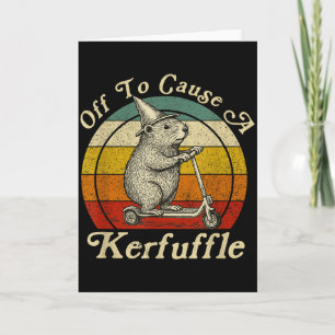 Off To Cause A Kerfuffle Funny Groundhog Riding Sc Card
