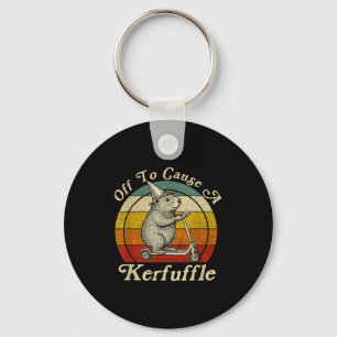 Off To Cause A Kerfuffle Funny Groundhog Riding Sc Keychain