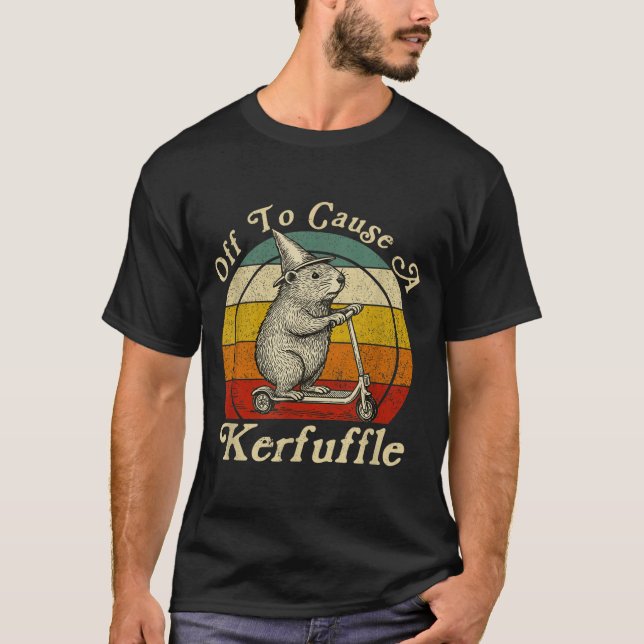 Off To Cause A Kerfuffle Funny Groundhog Riding Sc T-Shirt (Front)