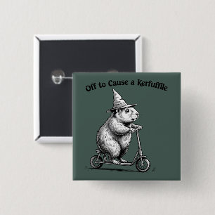 Off To Cause A Kerfuffle Funny Groundhog Scooter  2 Inch Square Button