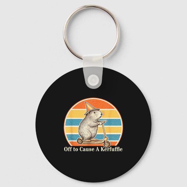 Off To Cause A Kerfuffle Funny Groundhog Scooter C Keychain (Front)