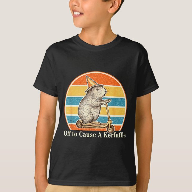 Off To Cause A Kerfuffle Funny Groundhog Scooter C T-Shirt (Front)