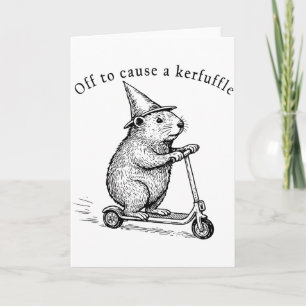 Off To Cause A Kerfuffle, Funny Groundhog Scooter Card