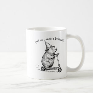 Off To Cause A Kerfuffle, Funny Groundhog Scooter Coffee Mug