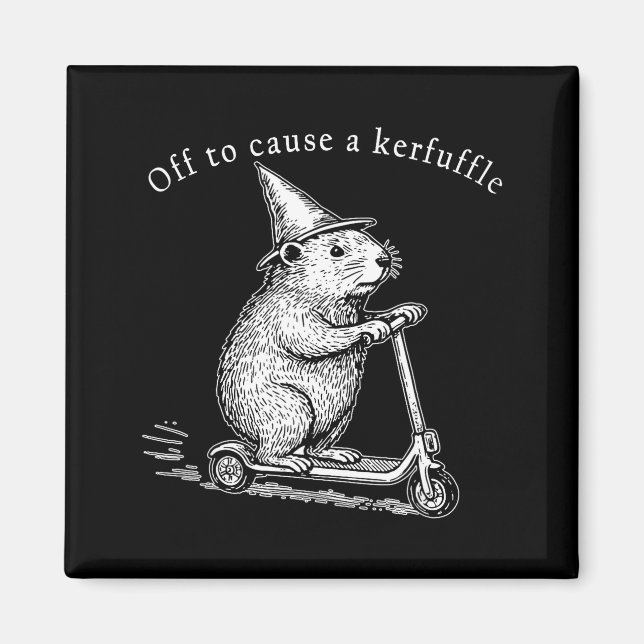 Off To Cause A Kerfuffle, Funny Groundhog Scooter  Magnet (Front)