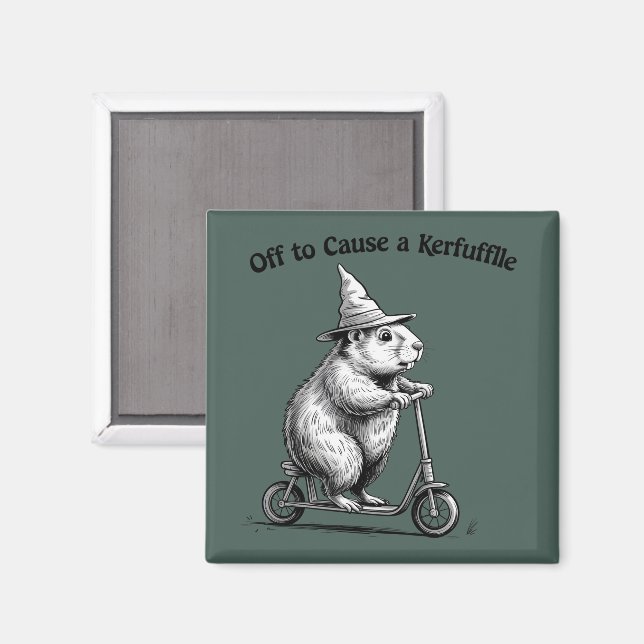 Off To Cause A Kerfuffle Funny Groundhog Scooter  Magnet (Front/Back)