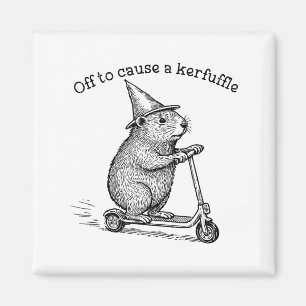 Off To Cause A Kerfuffle, Funny Groundhog Scooter Magnet