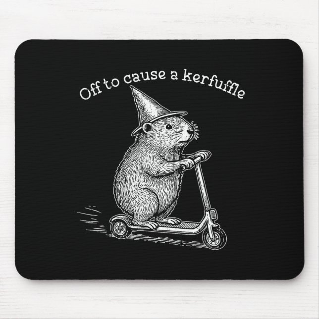 Off To Cause A Kerfuffle, Funny Groundhog Scooter  Mouse Pad (Front)