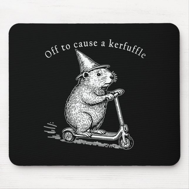 Off To Cause A Kerfuffle Funny Groundhog Scooter _ Mouse Pad (Front)
