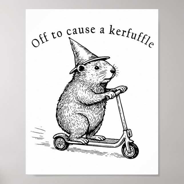 Off To Cause A Kerfuffle, Funny Groundhog Scooter  Poster (Front)