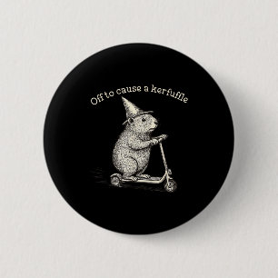 Off To Cause A Kerfuffle Funny Groundhog Scooter S 2 Inch Round Button