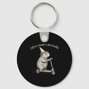 Off To Cause A Kerfuffle Funny Groundhog Scooter S Keychain