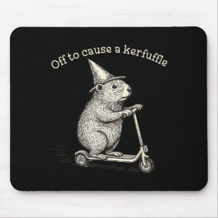 Off To Cause A Kerfuffle Funny Groundhog Scooter S Mouse Pad