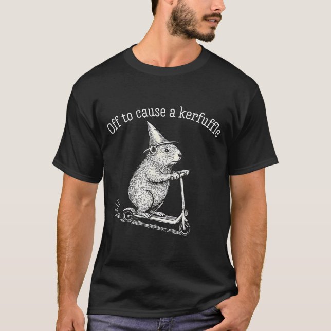 Off To Cause A Kerfuffle Funny Groundhog Scooter S T-Shirt (Front)