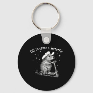 Off To Cause A Kerfuffle Funny Groundhog Scooter V Keychain