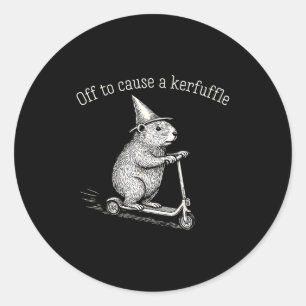 Off To Cause A Kerfuffle Funny Hamster Scooter Gro Classic Round Sticker